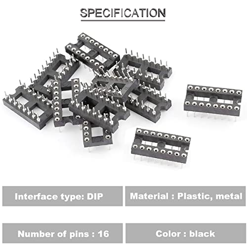 30pcs DIP IC Socket 16 Pin Round 2.54mm Grid IC Socket Adapter Round Hole Solder Type High Quality with Tin Wire Pin for DIY Electronics Experiment
