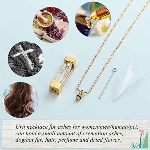Imrsanl Glass Hourglass Urn Necklace Cremation Jewelry for Ashes Gold
