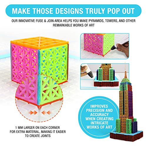 3Dmate Base - Transparent 3D Pen Mat 18 x 12 Inches with Fuse and Join Area - Flexible Two-Sided Heat-Resistant Silicone - 3D Pen Accessories Compatible with Stencils - STEM Activity for Kids, Adults BASE 18" x 12"