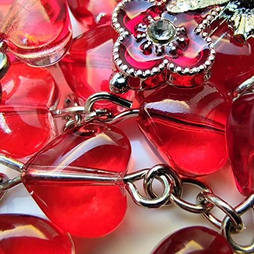 Rosary Beads Chaplet heart-shaped Artificial Crystal Glass Rosery Cross Catholic gifts Red