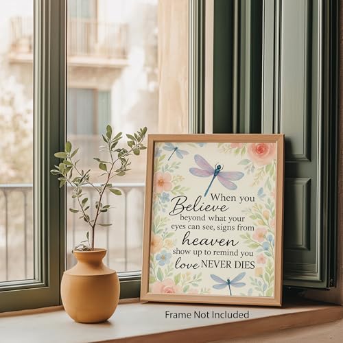 ZUKIY Dragonfly Design from Heaven Wall Art - 8x10 Unframed Motivational Print - Dragonfly Decor for Home Office Classroom - Inspirational Pictures for Women Men - Gift for Birthday Graduation