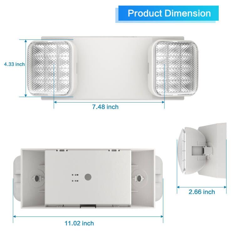 1 Pack LED Emergency Lights for Business, with Battery Backup, Two Head Adjustable LED Emergency Square Lighting for Home, UL 924 Certified-Emergency Lighting Fixture. White 1 PACK