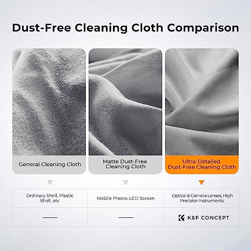 K&F CONCEPT Microfiber Cleaning Cloths - 6 Pack Lens Cleaning Cloth for Cleaning Camera Lenses, Glasses, Screens, Cameras, Eyeglasses, Tablets... Washable, Grey…