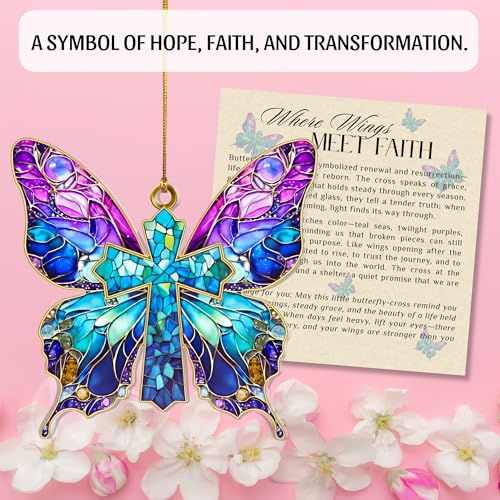 Butterfly Religious Ornament – Beautiful Butterfly Hanging Decoration, Christian Christmas Ornament, Religious Gift, Handmade Keepsake 2025, Gift for Nature Lovers, Women, Spiritual Decor 04 - Butterfly