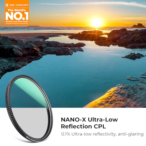 K&F CONCEPT 52mm Ultra-Low Reflectivity Circular Polarizer CPL Lens Filter