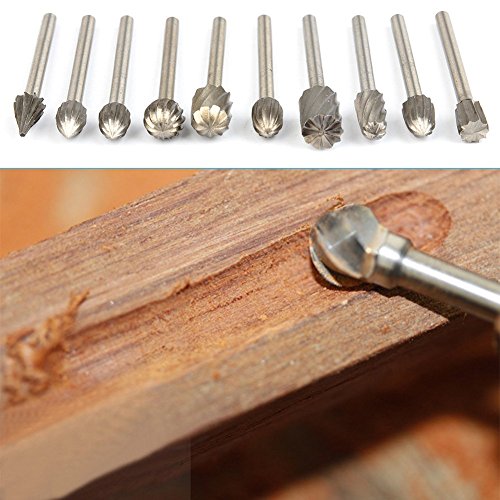 APlus Rasp Drill Bit Set for Wood Working, Burr Set, End Mill, Diamond Grinder, Rotary, File Bit, Tungsten HSS cutter set, 20 pieces
