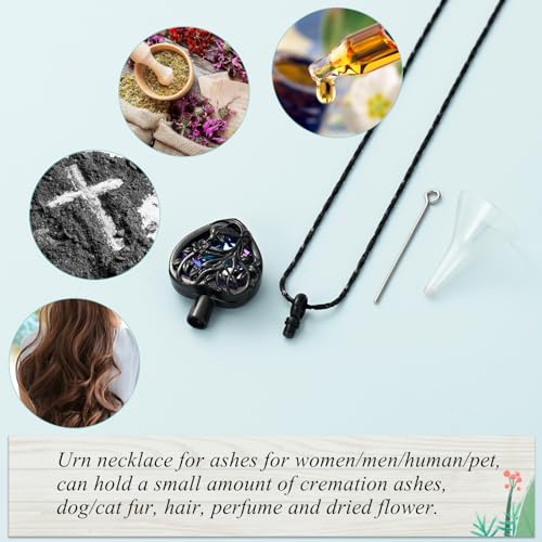 Imrsanl Tree of Life Cremation Jewelry Crystal Heart Urn Necklace Black-Purple