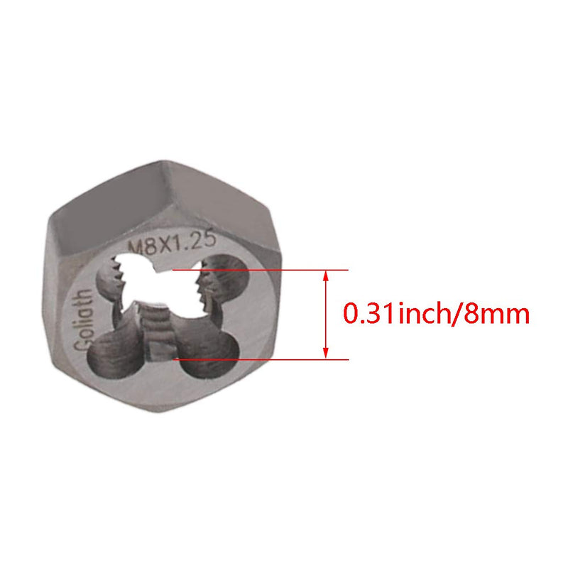 [Australia - AusPower] - Utoolmart Hex Rethreading Die, M8 x 1.25 Pitch, Carbon Steel Thread Die, Hex Rethreading Die Machine Thread Die, Hexagon Taper Pipe Die M8×1.25 Standard Teeth 