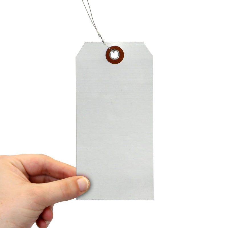 SmartSign Debossable Dead-Soft Aluminum Indentable Blank Write-On Marking Tags | 2.375" x 4.875", Pack of 100 Pre-Wired Tags 2.375" x 4.875" Metal Wires - Pack of 100