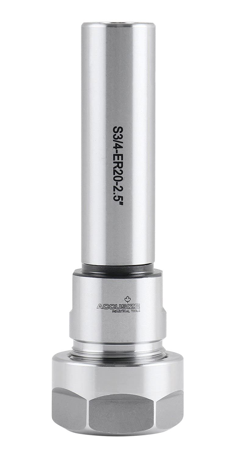 [Australia - AusPower] - Accusize Industrial Tools ER20 Collet Chuck Extension Rod, 2.50 in. Shank Length, 3/4 in. Straight Shank Alloy Steel, 0223-0210 
