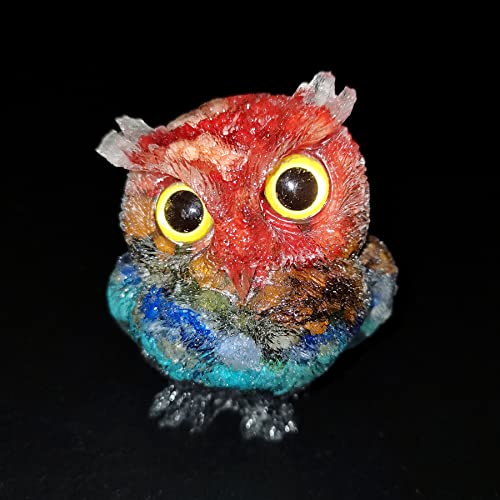 2.4" Natural Crystal Owl Statue Reiki Healing Animal Figurines 7 Chakra