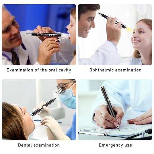 3PC Medical Diagnostic Light, Pupil Light, Rechargeable LED Pupil Light with USB Cable, Medical Pupil Light with Pupil Meter & Ruler & Writeable Lead