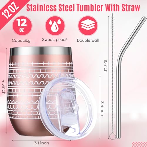 Geiserailie 4 Pcs 12 oz Funny Message Coffee Mug Birthday White Elephant Gifts Stainless Steel Insulated Tumblers Wine Cup Gag Gift for for Employee Appreciation Coworkers Friends Father (Rose Gold) Rose Gold