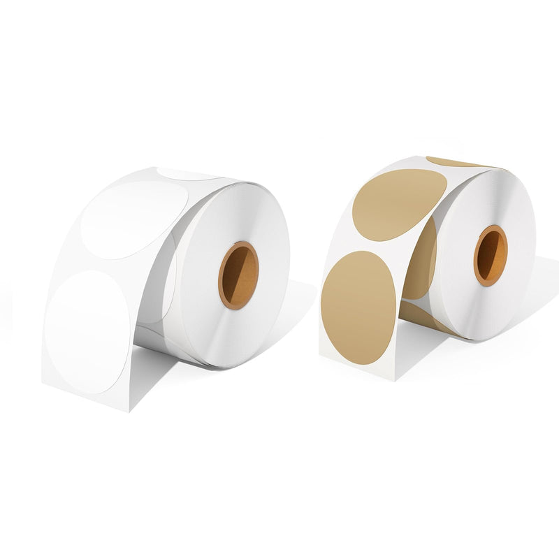 2 Inch Circle Thermal Sticker Labels+2 Inch Brown Circle Thermal Sticker Labels