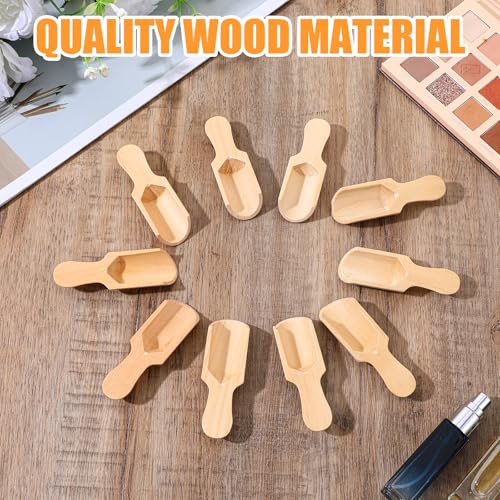 100 Pack Mini Wooden Spoons for Jars, Small Bath-Salt Scoops Mini Scooper Wooden Candy Spoon Washing Powder for Sugar Scrubs, Bath-Salts, Cooking
