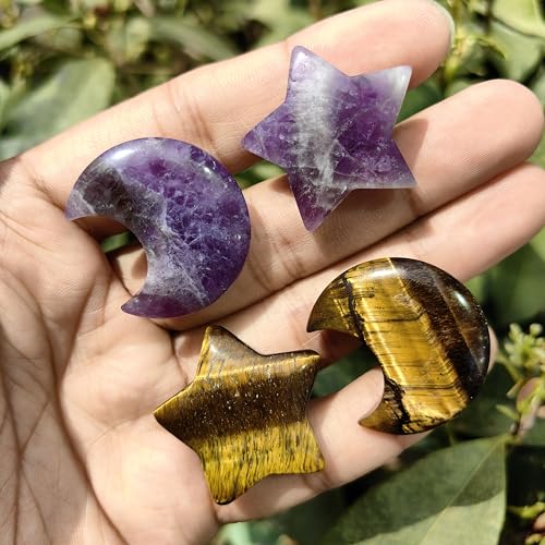 Car Vent Clips Crystal Star Moon Car Outlet Decoration,auto car Accessories, Carving Natural Quartz Parts, 7 Chakra Crystals Gifts (7piece Chakra Crystal Star) 7piece Chakra Crystal Star