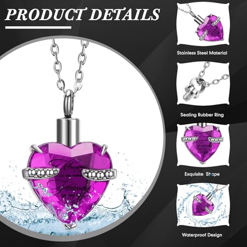 Ecation 15 Pcs Urn Necklace for Ashes Women Cremation Jewelry Purple