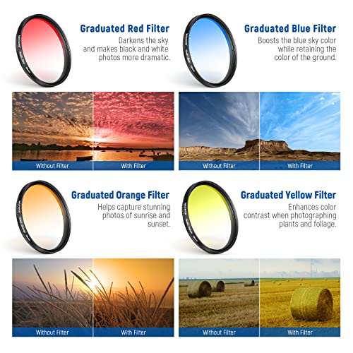 NEEWER 58mm Lens Filter Kit with Clip ND+CPL + Effect Filter Set