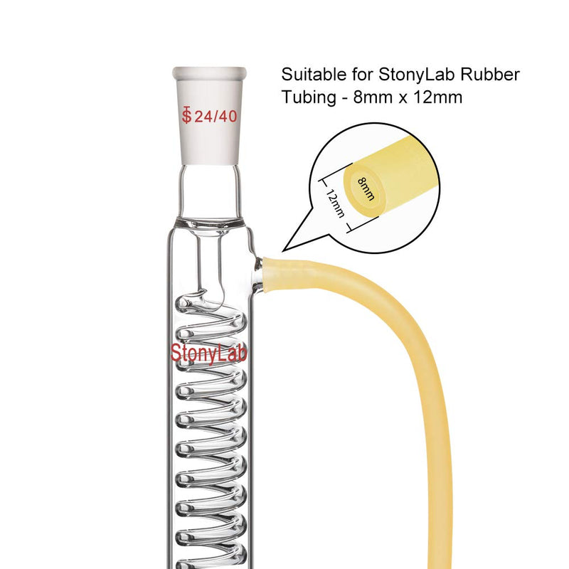 StonyLab Borosilicate Glass Graham Condenser with 24/40 Joint 200mm Jacket Length Lab Condenser 200 mm