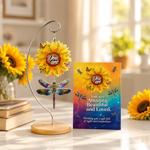Sunflower Dragonfly Desk Decor, Acrylic Christian Gifts for Women Girls