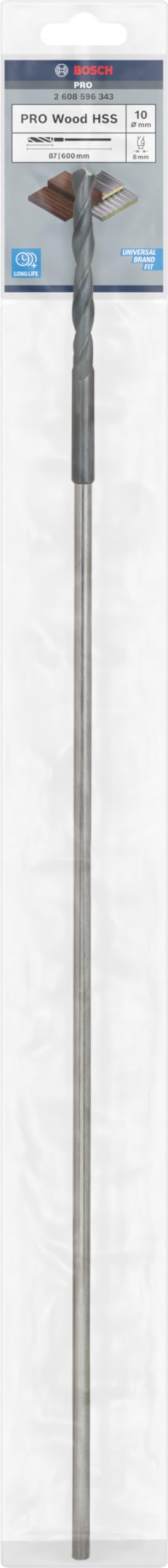 [Australia - AusPower] - Bosch 1 x PRO Wood HSS Installation Drill (for Hardwood, Sandwich Metal, Diameter 10.00 mm, Professional Accessories Drill/Screwdriver, Hammer Drill) Durchmesser: 10/Gesamtlänge in mm: 600 