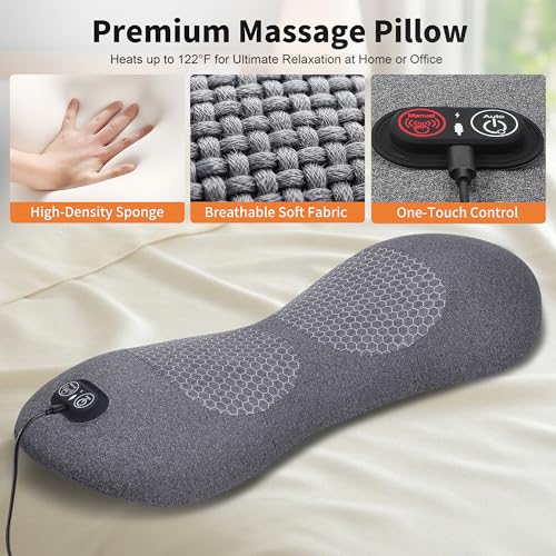 Lower Back Massager, Heat Vibration Lumbar Support Pillow