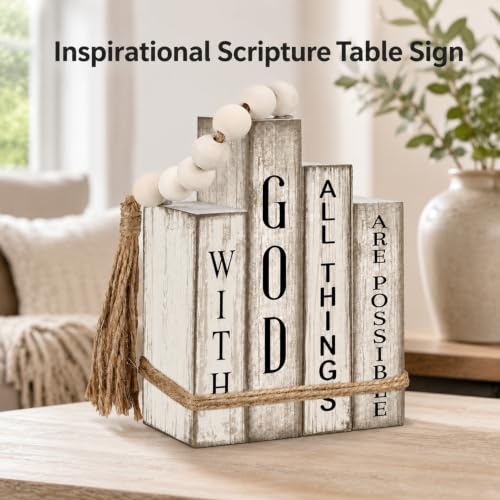 5 PCS Wooden Ornaments for House Book Shaped Decor with Bible Theme