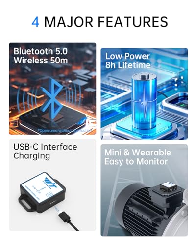 [BLE Vibration Sensor] WTVB01-BT50 Smart Vibration Module, 3-axis Vibration (Frequency+Displacement+Speed+Angle) Detector, Wireless Shock Motor Monitor