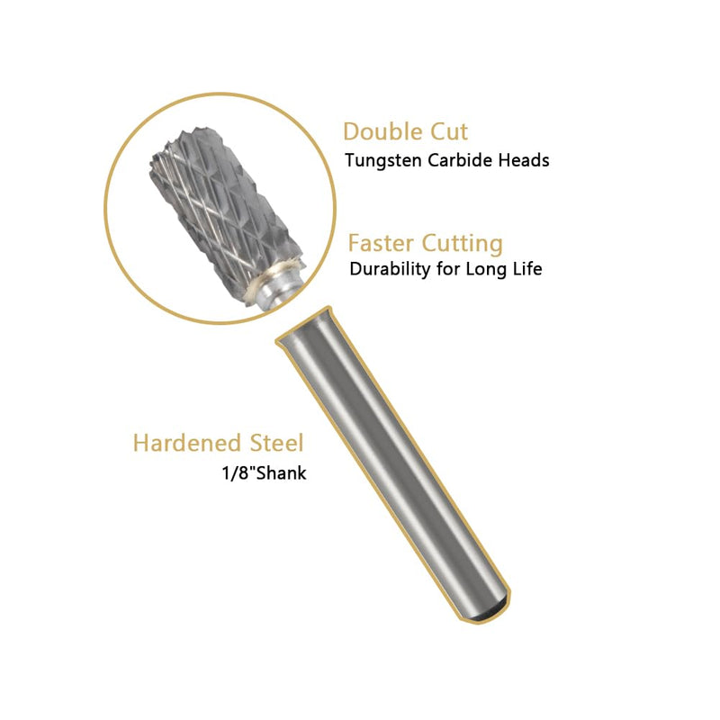 [Australia - AusPower] - Carbide Burr Set 10PC 1/8" Shank Tungsten Double Cut Carbide Rotary Burr Set for Metal and Wood Carving, Grinding, Polishing, Engraving, Drilling. 10PC 1/8 shank 