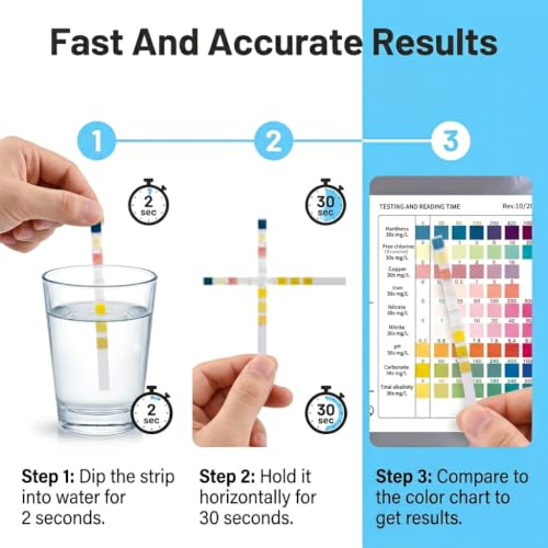 Aquarium Test Strips 100 Pieces 9-in-1 Water Test with Thermometer | 100pcs Aquarium Test Strips for 9 Water Values with Test Tube and Thermometer for Freshwater and Saltwater Aquariums