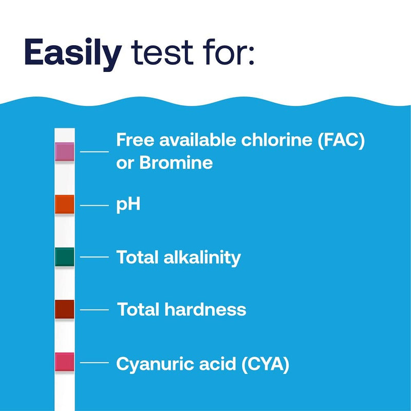 HTH 1276 Swimming Pool Care 6 Way Test Strips, Swimming Pool Water Chemical Tester, 30 Strips (Pack of 2)