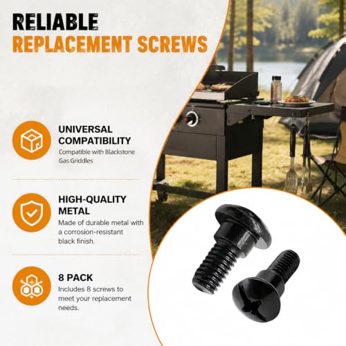 BRLR 8-pack short M6 step bolts for Blackstone gas griddles, screw and bolt assortment set