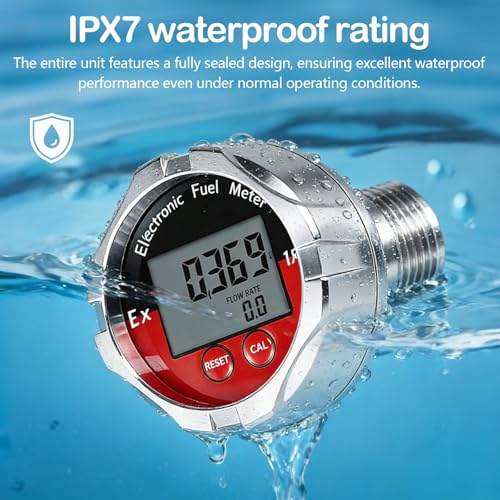 1 Inch Stainless Steel Flow Meter, Electronic Turbine Flow Meter with LCD Display Turbine Meter for Liquid Water, Petrol, Kerosene, Oil