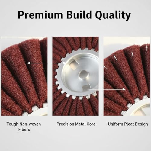 JUNLIXN 8-inch airway buffing wheels with 5/8-inch arbor, cotton and non-woven polishing wheels, 2-piece set