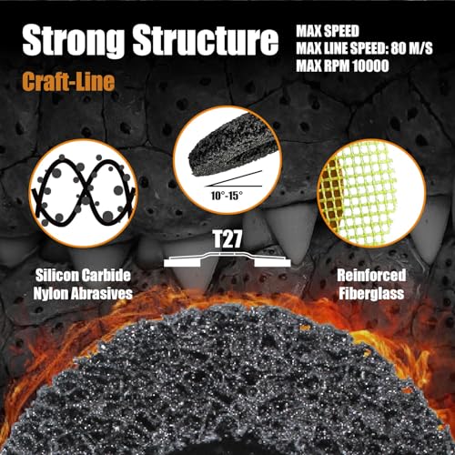Merryland Pack of 5 CSD Disc 125 Color Rust Black Cleaning Disc | 125 mm angle grinder, rust removal disc metal steel coarse cleaning disc coarse grinding disc SC108114-05 Craft-Line Black 5pcs
