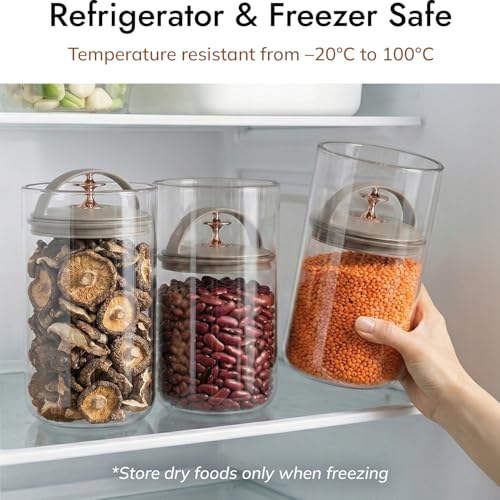 carrotez 6.3 cup ecozen vacuum-sealed coffee bean container holding 50.7 oz (1.5L) with a clear lid and airtight seal