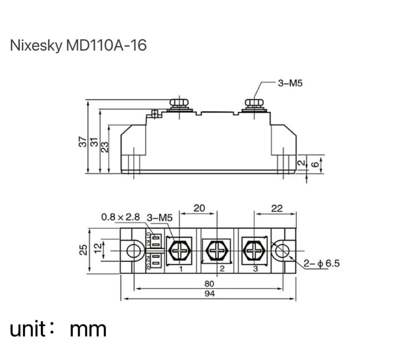 [Australia - AusPower] - Solar Diode Anti-Reverse One Way Diode MD 110A(100Amp)-16;Use Voltage Range:AC < 400VAC ;DC 3-1000V;Used in Solar Energy, Solar Cells,photovoltaicsand Solar Panels 12V 24V 48V (MD 110A-16) 