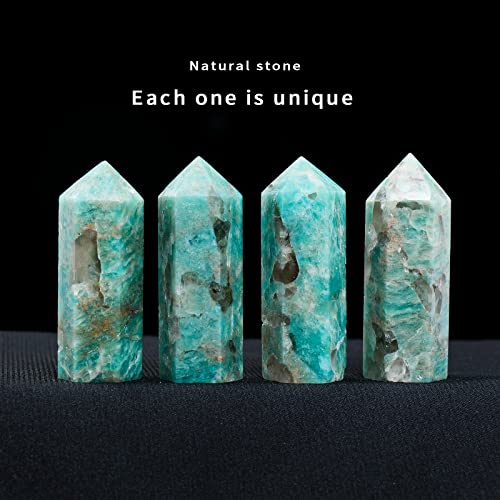 Apengshi Amazonite Natural Healing Crystal Tower 1.57-1.96in(4-5cm) Faceted Single Point Chakra Crystal Stone Meditation Home Decor Collection Gift