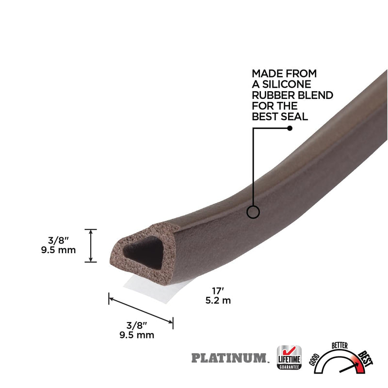 M-D Building Products 43848 3/8 in. x 3/8 in. x 17 ft. Brown Premium Silicone Rubber Platinum™ Window Seal for Ex-Large Gaps 1