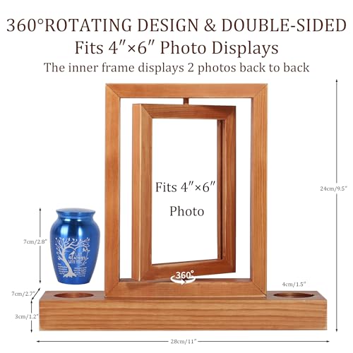 Picture Frame mini urn,Small urn for Ashes with Picture,Mini Cremation Urn Memorial Candle-Holder for Loss of Loved One Frame Hold a 4’’-6’’ Photo Small Keepsake urns