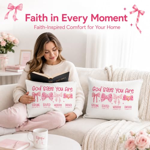 2Pcs Christian Gifts for Women, Bow Bible Cushion Covers, Decorative Pillow