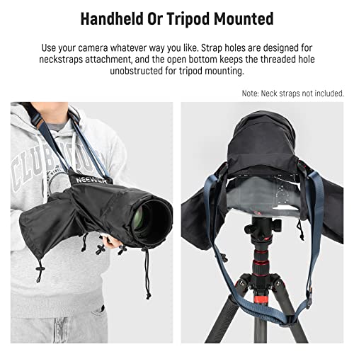 NEEWER Camera Rain Cover, Small Size Durable Nylon Raincoat Compatible with Canon Sony Nikon DSLR Mirrorless Vlog Camera & Lenses Within 200mm, with Sleeves, Drawstrings, Viewing Window, PB003 for Camera (Small)