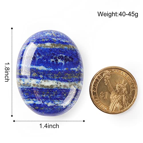 1.8” Inch Lapis Lazuli Palm Stones Thumb Worry Pocket Chakra Crystals for Anxiety, Adult Sensory Items for Woman or Man, Anxiety Relief Items Fidget. Healing Crystals Daily Use