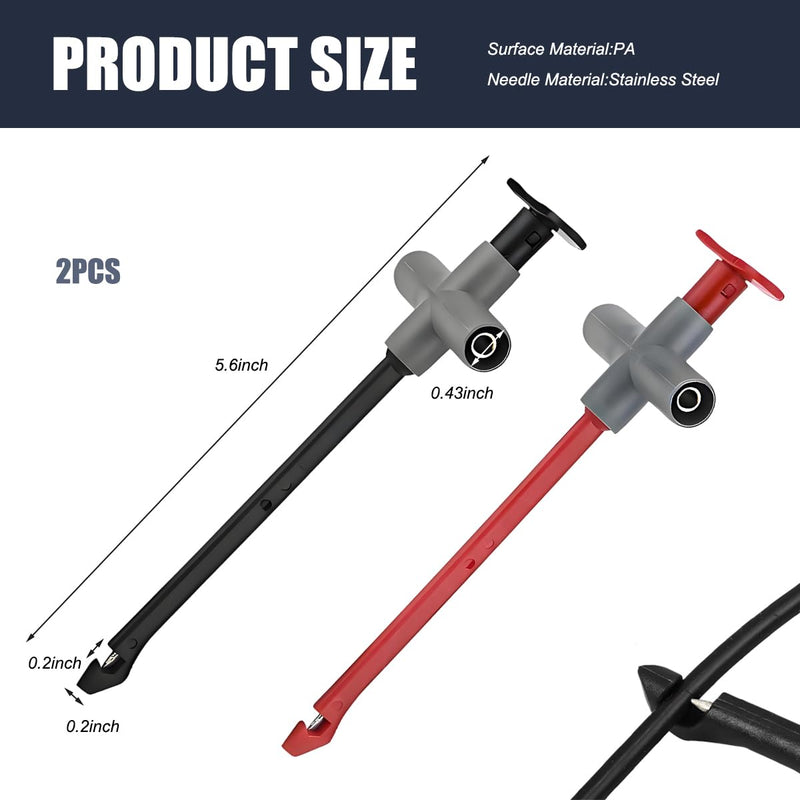 [Australia - AusPower] - 2 PCS Puncture Probe Wire Piercing Test Clip, P5010 Car Electrical Multimeter Testing Tool for 4mm Banana Plug, Automotive Test Cable Kit Wire-Piercing Tester for Repairing Cars 