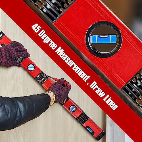 Eewudwok 28-inch foldable aluminum alloy level tool with multi-angle design and four level bubbles