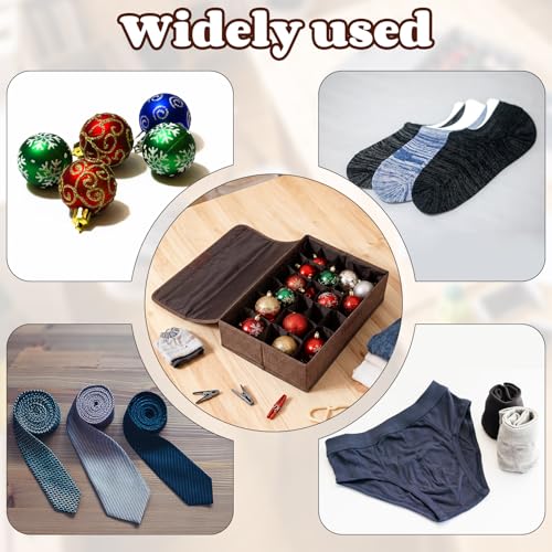 2 Pcs Light Bulb Organizer Storage Box Ornament Storage with 30 Dividers Foldable Bulbs Organizer with Lid Sturdy PP Board Fits Various Standard Dustproof Fabric Case for Home Vbs (Coffee) Coffee 2