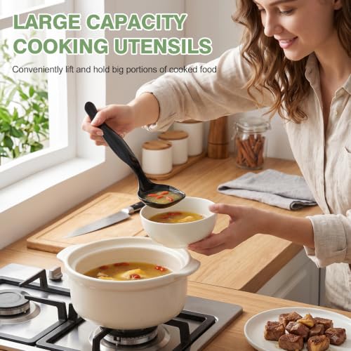 Black plastic serving utensils set with tongs and spoons, ideal for buffets, by ITITT, includes 45 disposable pieces.