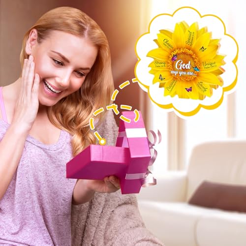 Gerrii Christian Gifts for Women Sunflower Bible Verse Plaque,Cute Flower