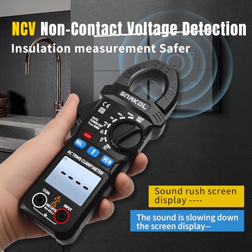 Digital Multimeter Tester 4000 Counts Amp Clamp Meter with 35mm Jaws for AC/DC Voltage and AC Current Meter, Resistance, Diode Capacitance, Continuity, Frequency, Thermocouple, NCV Auto-Ranging 4000 Counts Upgraded