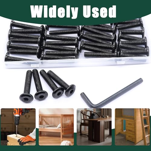 Taiss 30-piece M6 x 15mm black zinc-plated countersunk furniture bolts with hex spanner